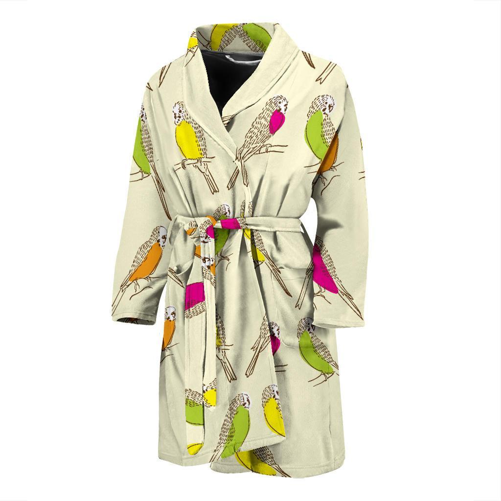 Parakeet Pattern Print Design A01 Men Bathrobe-JORJUNE.COM