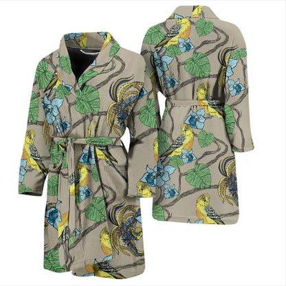 Parakeet Pattern Print Design A02 Men Bathrobe-JORJUNE.COM