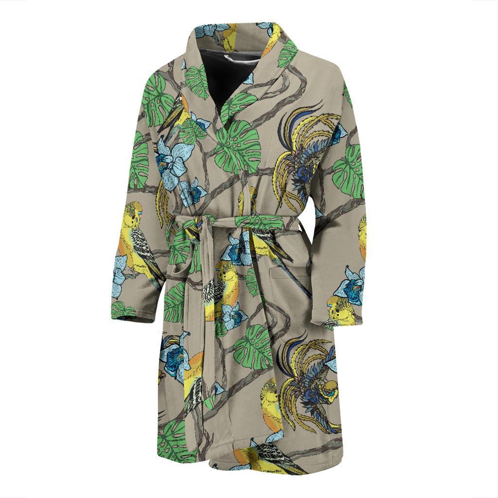 Parakeet Pattern Print Design A02 Men Bathrobe-JORJUNE.COM