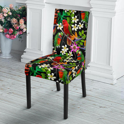 Parrot Design Print Dining Chair Slipcover-JTAMIGO.COM