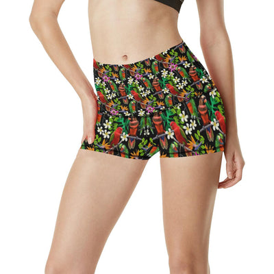 Parrot Design Print High Waisted Spandex Shorts-JTAMIGO.COM