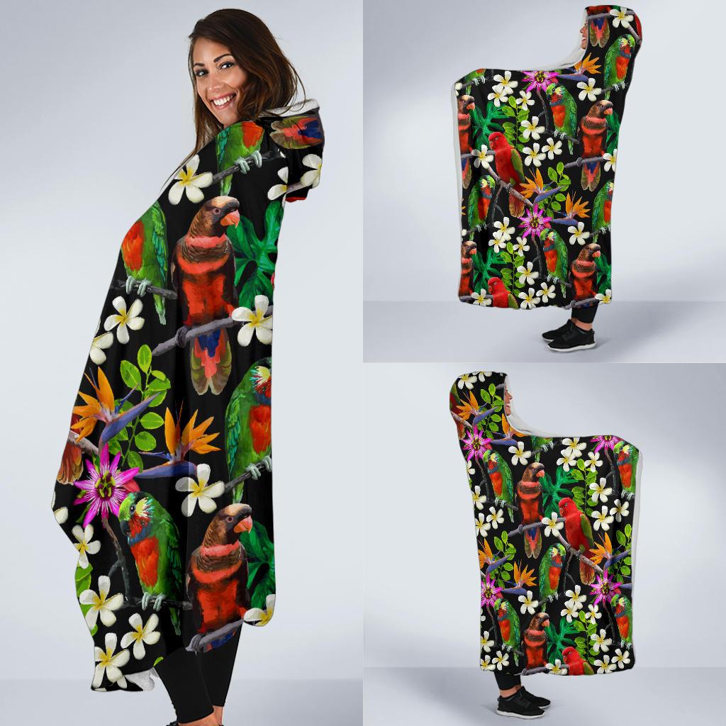 Parrot Design Print Hooded Blanket-JTAMIGO.COM