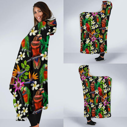 Parrot Design Print Hooded Blanket-JTAMIGO.COM