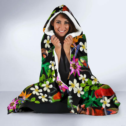 Parrot Design Print Hooded Blanket-JTAMIGO.COM