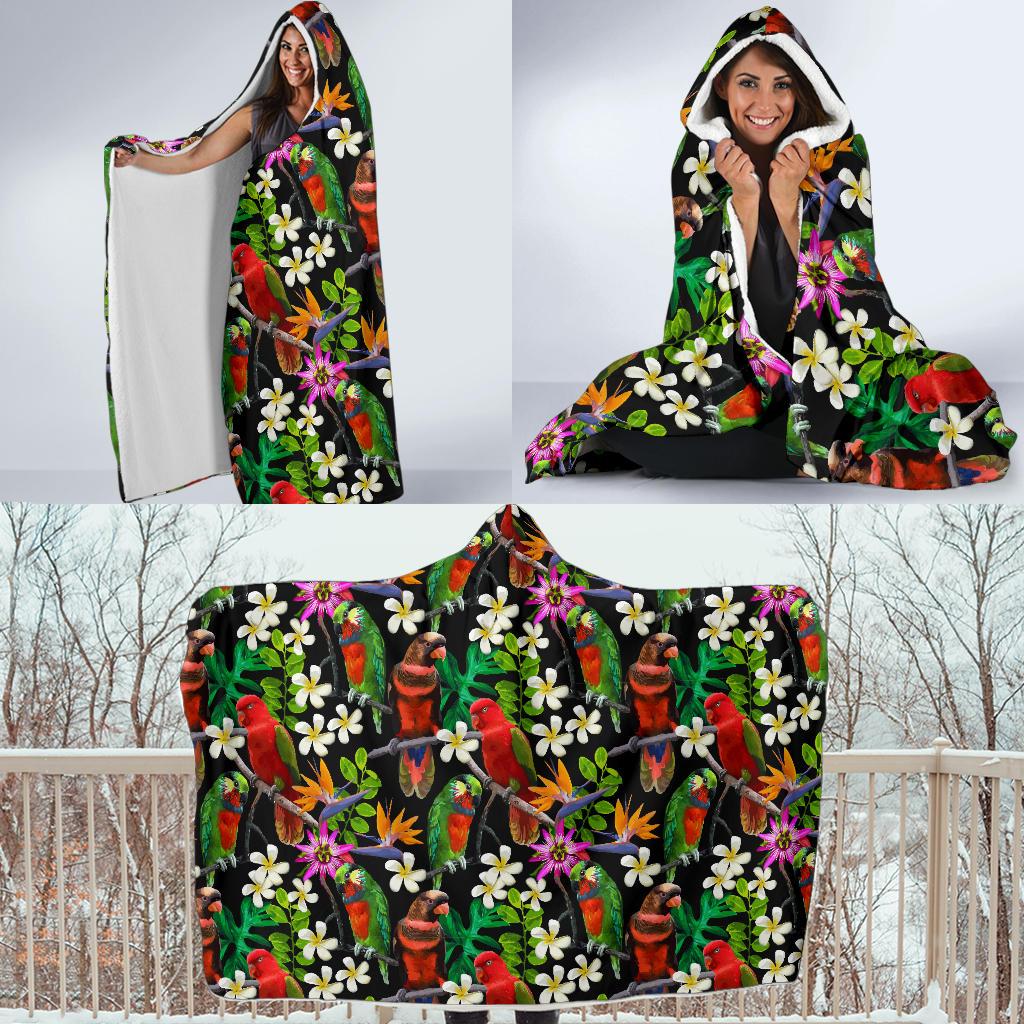Parrot Design Print Hooded Blanket-JTAMIGO.COM