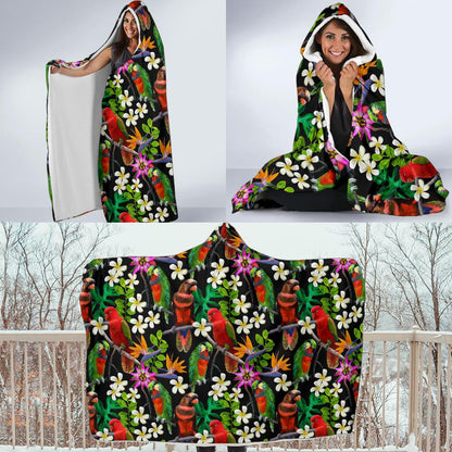 Parrot Design Print Hooded Blanket-JTAMIGO.COM