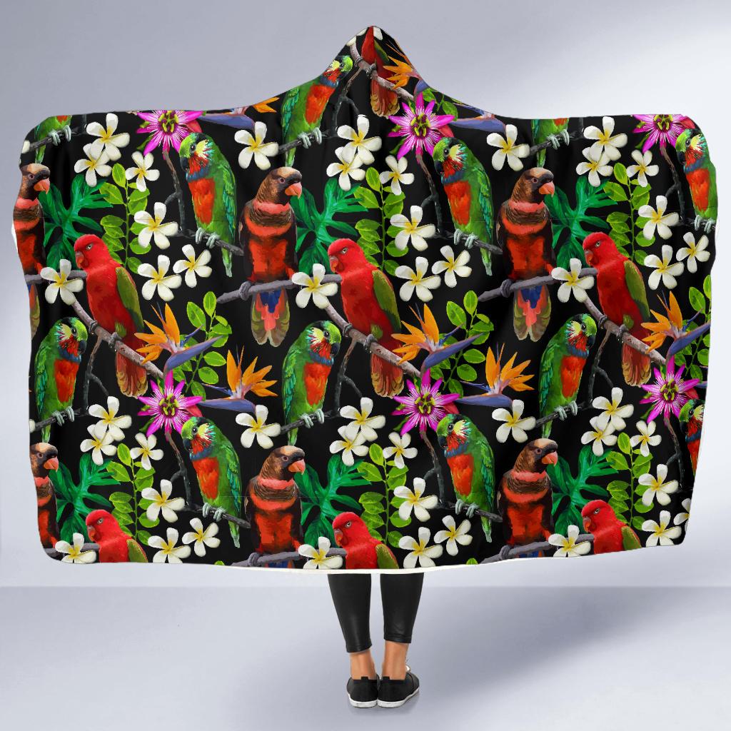 Parrot Design Print Hooded Blanket-JTAMIGO.COM