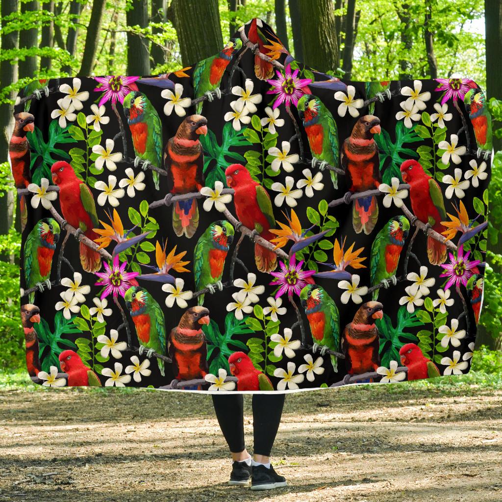 Parrot Design Print Hooded Blanket-JTAMIGO.COM