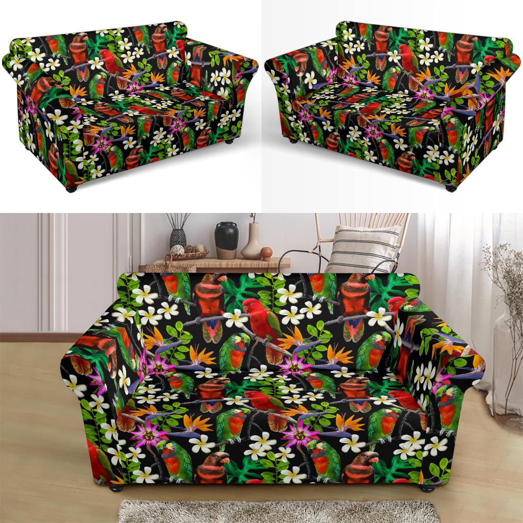 Parrot Design Print Loveseat Slipcover-JTAMIGO.COM