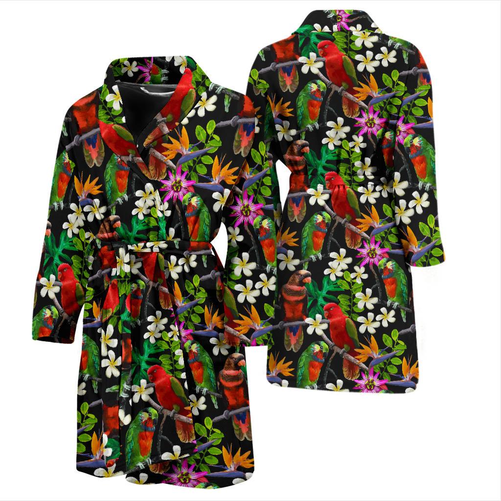 Parrot Design Print Men Bath Robe-JTAMIGO.COM