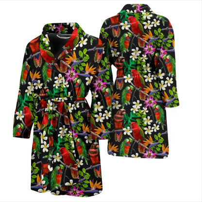 Parrot Design Print Men Bath Robe-JTAMIGO.COM