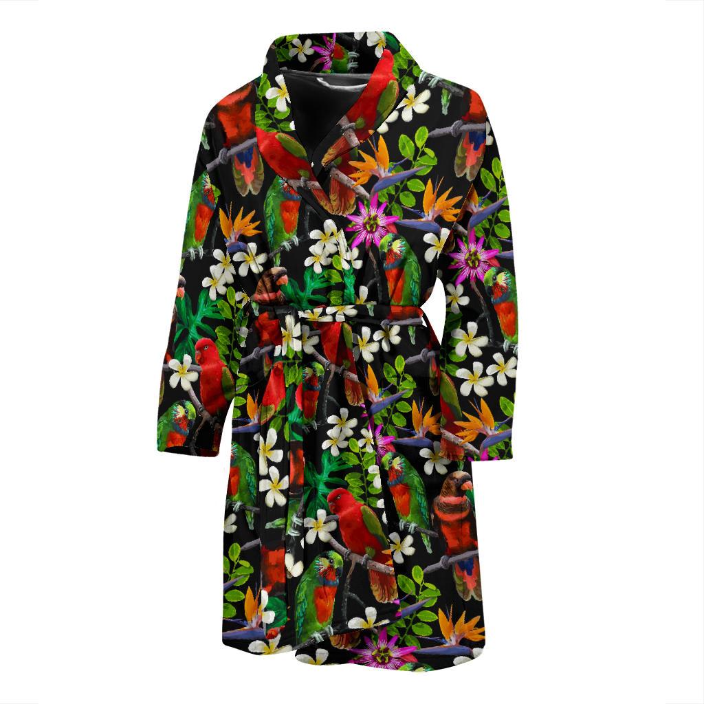 Parrot Design Print Men Bath Robe-JTAMIGO.COM