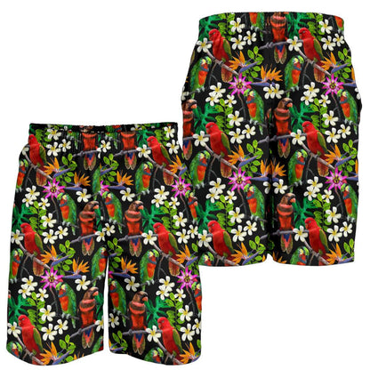 Parrot Design Print Mens Shorts-JTAMIGO.COM