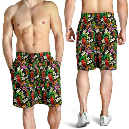Parrot Design Print Mens Shorts-JTAMIGO.COM