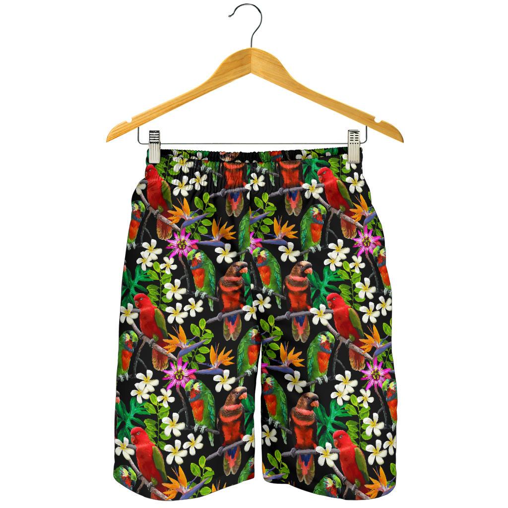 Parrot Design Print Mens Shorts-JTAMIGO.COM