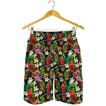 Parrot Design Print Mens Shorts-JTAMIGO.COM