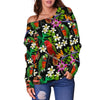 Parrot Design Print Off Shoulder Sweatshirt