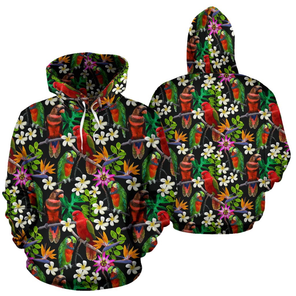 Parrot Design Print Pullover Hoodie