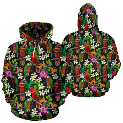 Parrot Design Print Pullover Hoodie