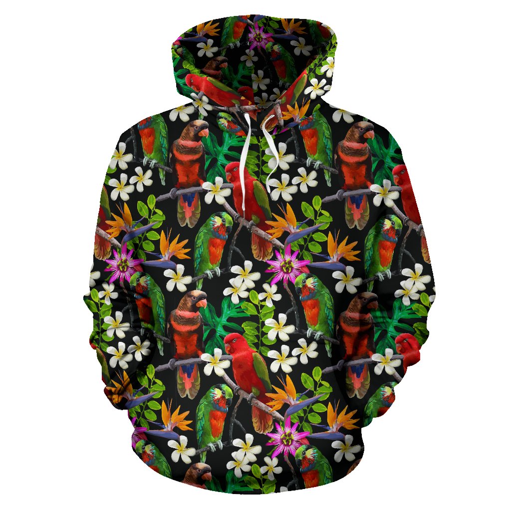 Parrot Design Print Pullover Hoodie