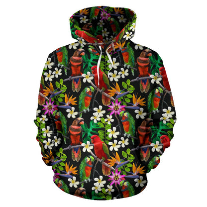 Parrot Design Print Pullover Hoodie