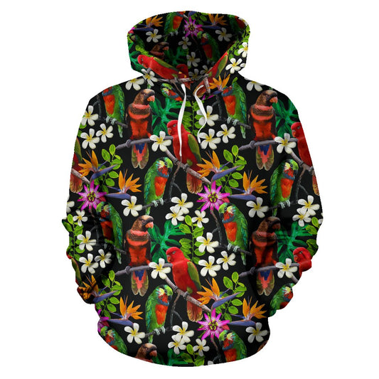 Parrot Design Print Pullover Hoodie