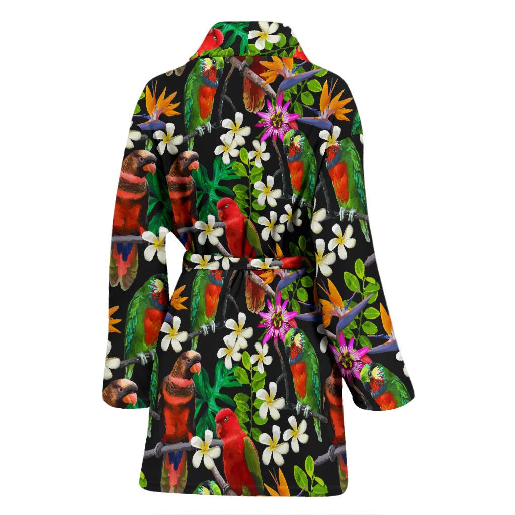 Parrot Design Print Women Bath Robe-JTAMIGO.COM