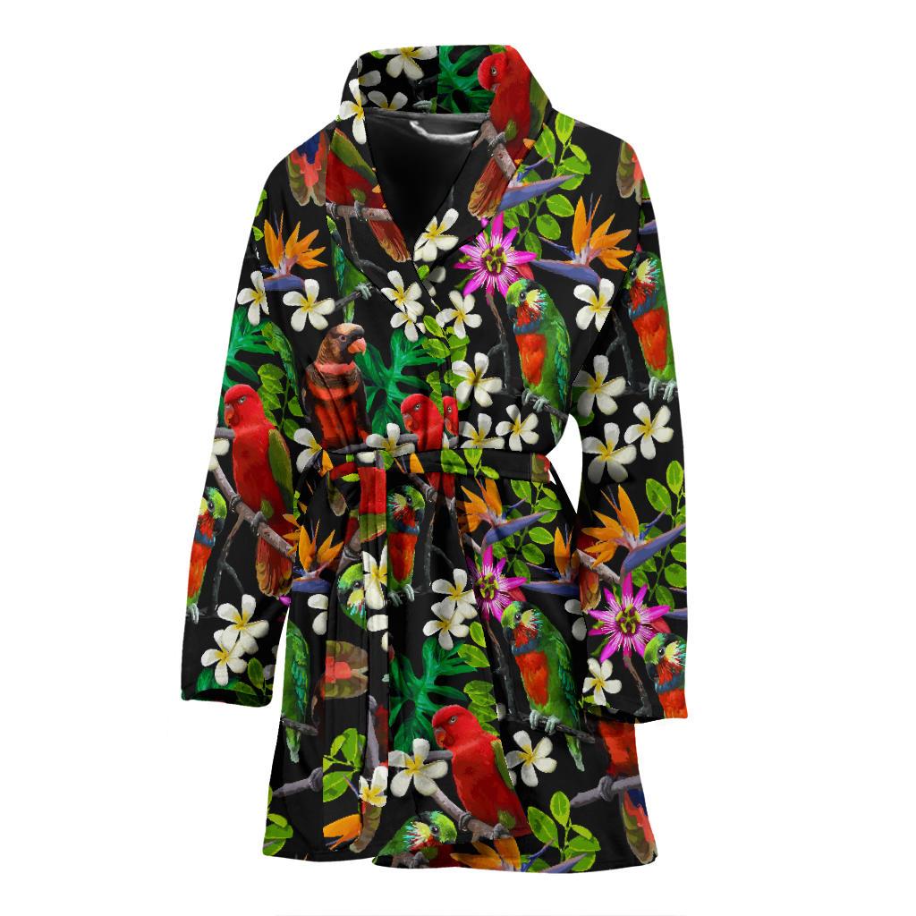 Parrot Design Print Women Bath Robe-JTAMIGO.COM