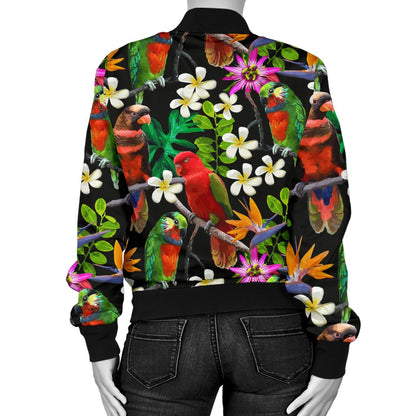 Parrot Design Print Women Casual Bomber Jacket