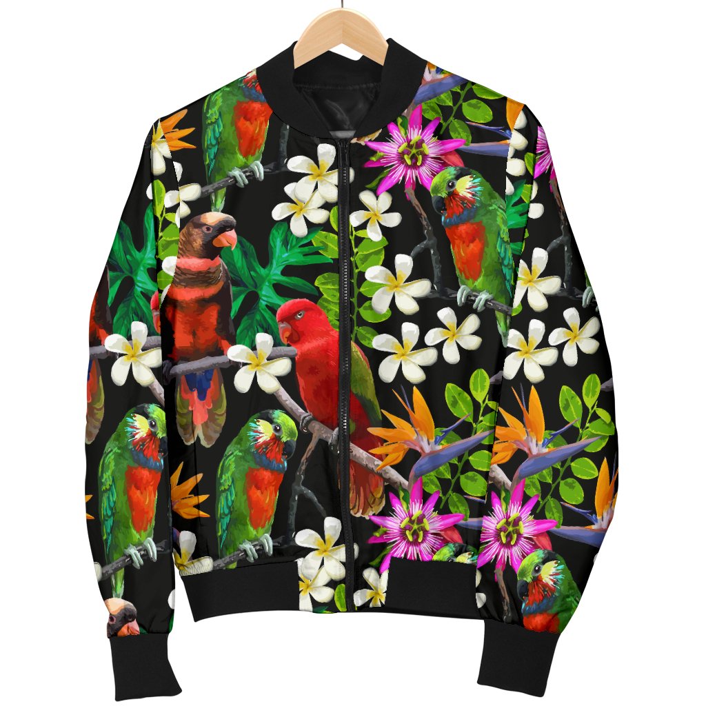 Parrot Design Print Women Casual Bomber Jacket