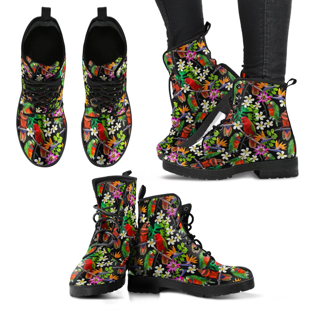 Parrot Design Print Women Leather Boots-JTAMIGO.COM