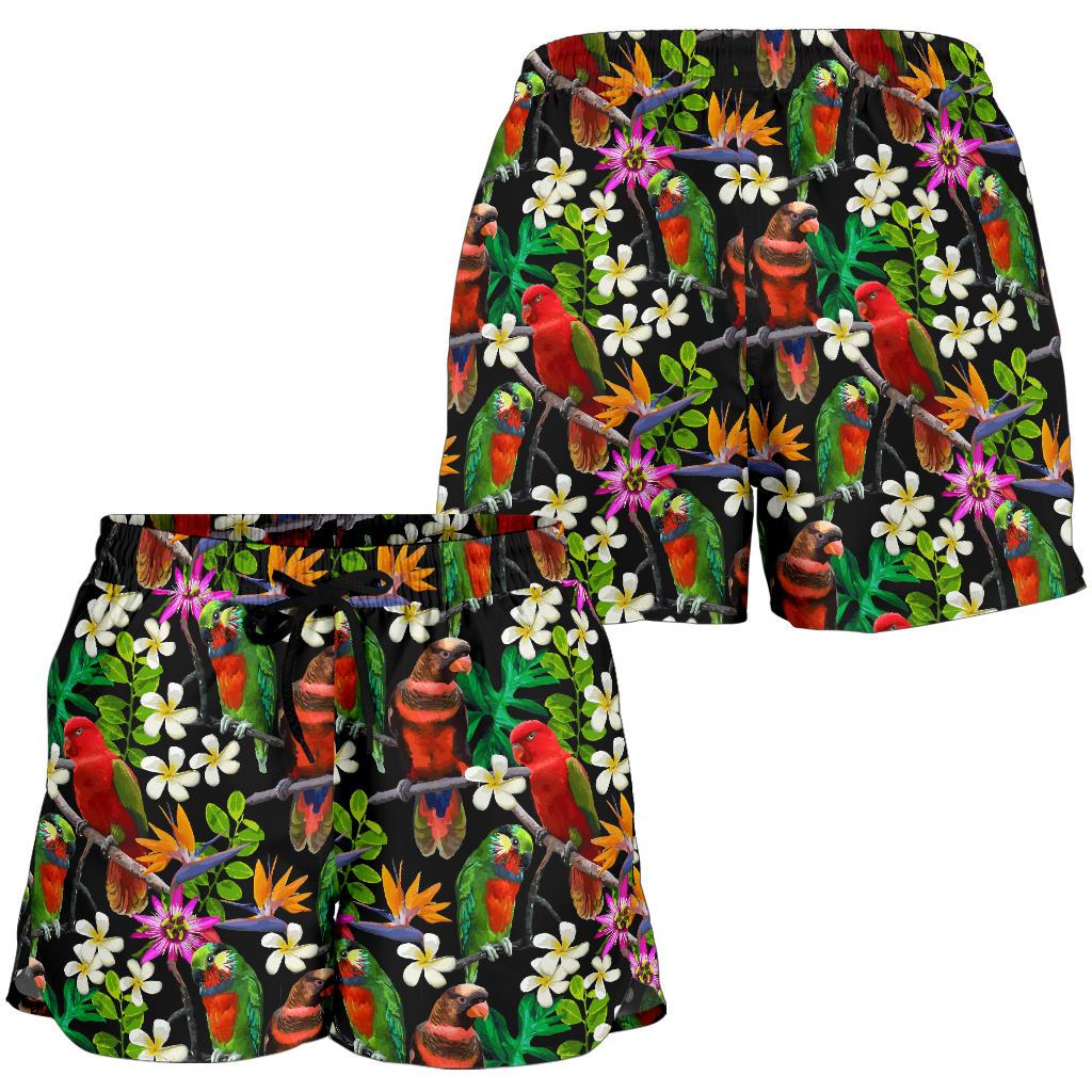 Parrot Design Print Women Shorts-JTAMIGO.COM