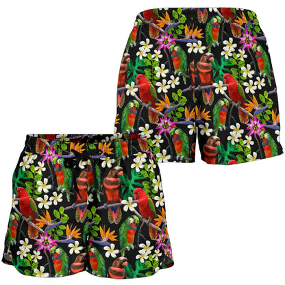 Parrot Design Print Women Shorts-JTAMIGO.COM