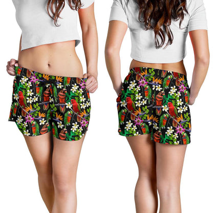 Parrot Design Print Women Shorts-JTAMIGO.COM