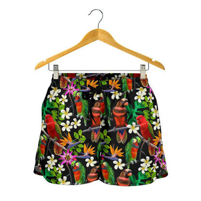 Parrot Design Print Women Shorts-JTAMIGO.COM