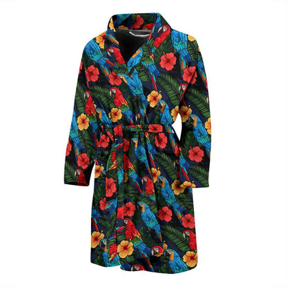 Parrot Pattern Print Design A01 Men Bathrobe-JORJUNE.COM