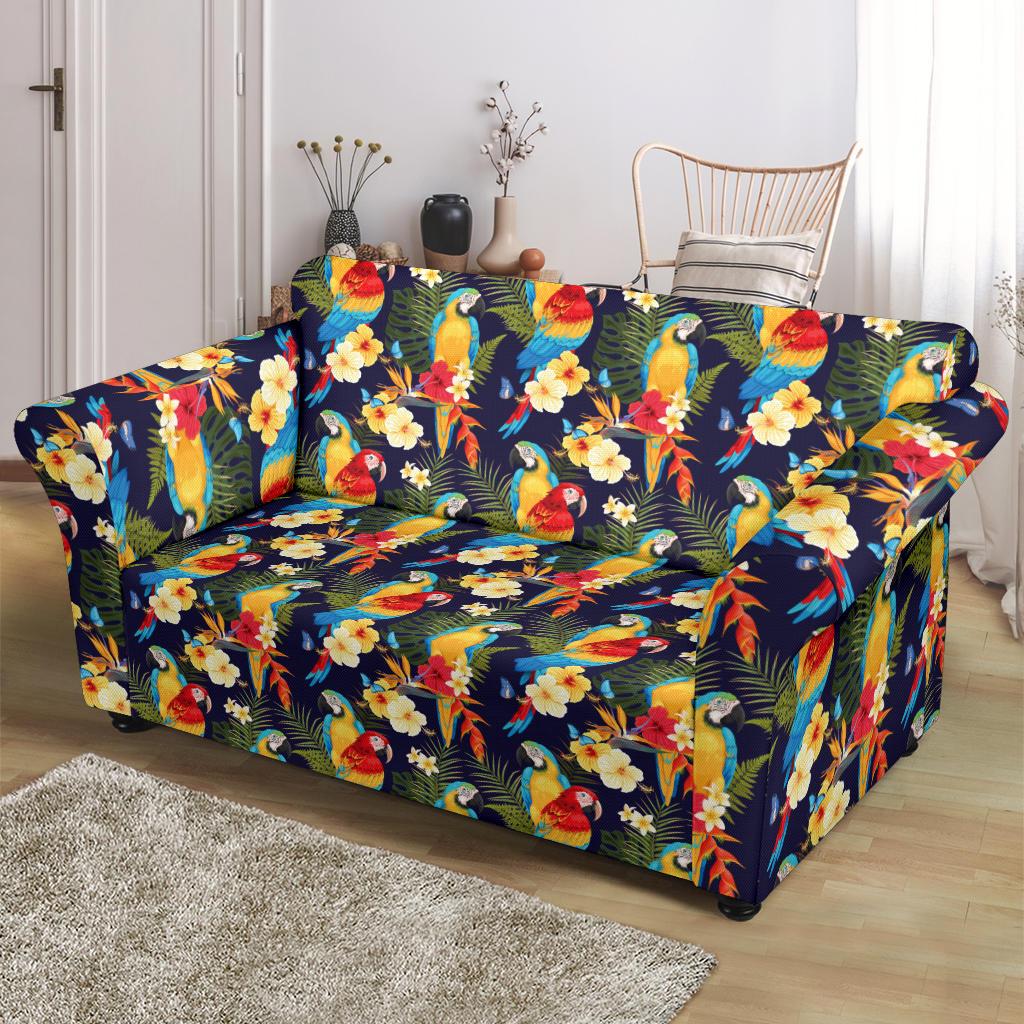 Parrot Themed Design Loveseat Slipcover-JTAMIGO.COM