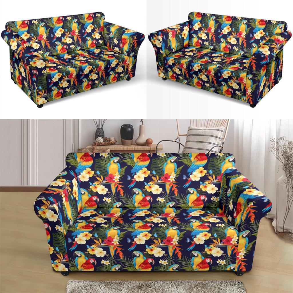 Parrot Themed Design Loveseat Slipcover-JTAMIGO.COM