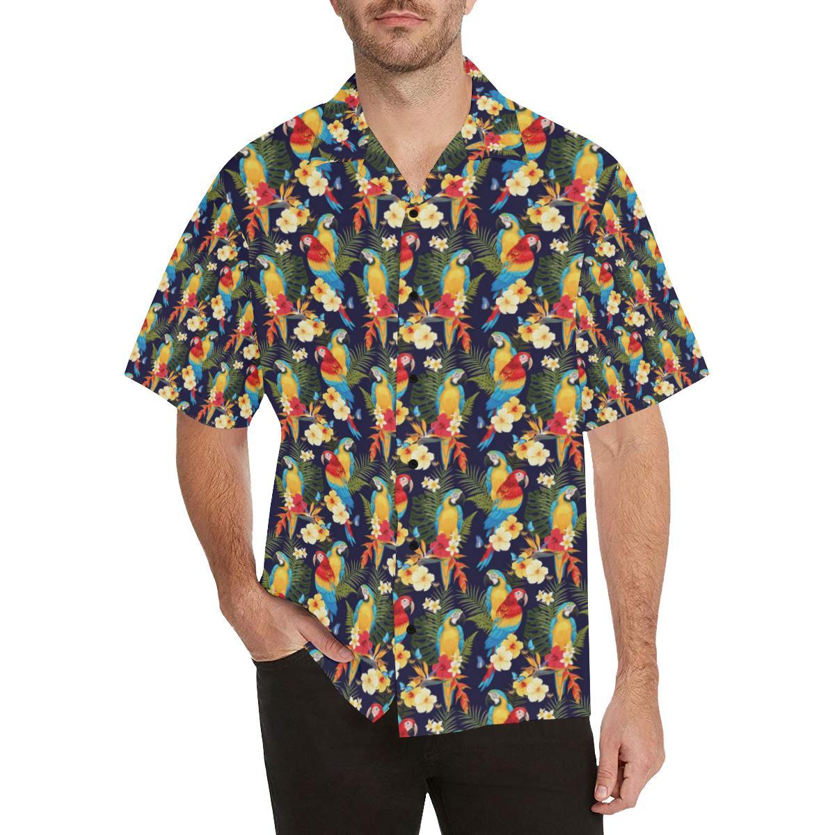 Parrot Themed Design Men Aloha Hawaiian Shirt