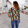 Parrot Themed Design Off Shoulder Sweatshirt