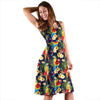 Parrot Themed Design Sleeveless Dress