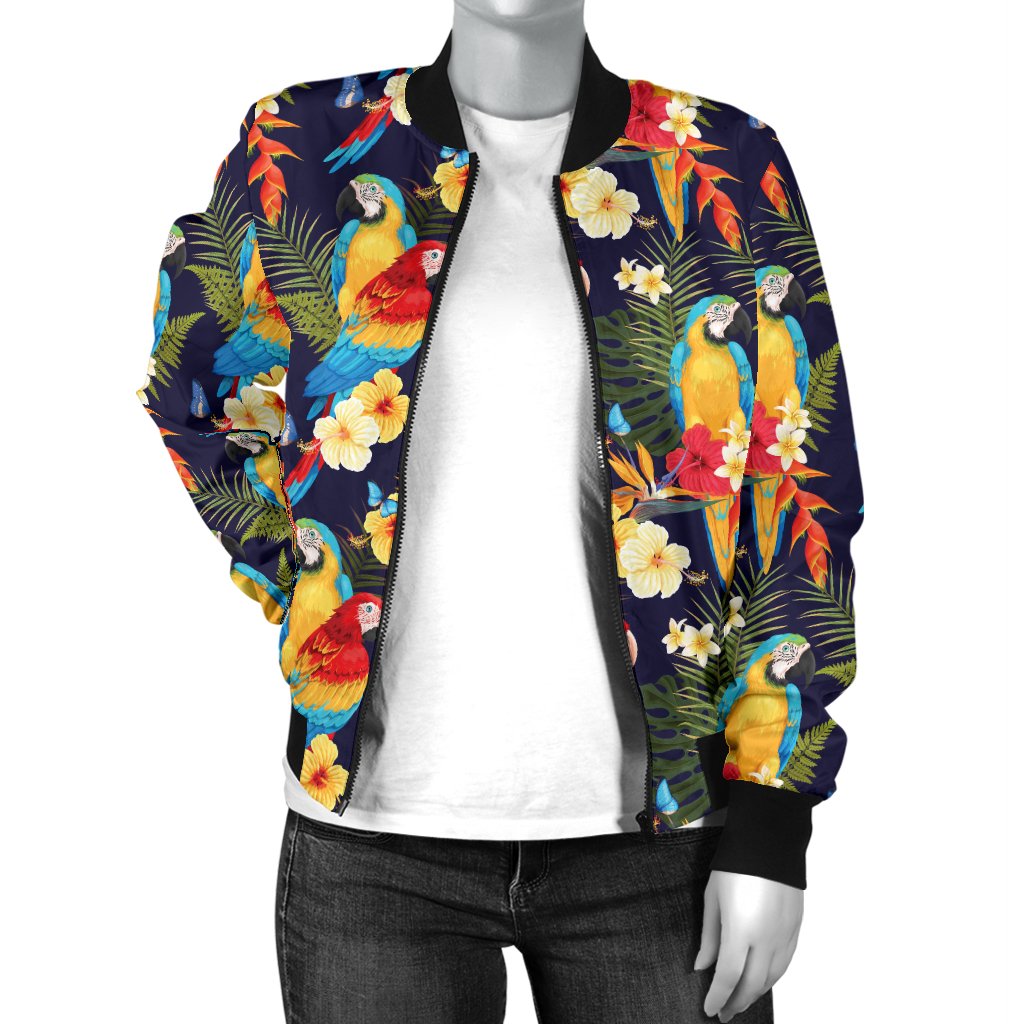 Parrot Themed Design Women Casual Bomber Jacket