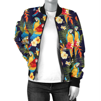 Parrot Themed Design Women Casual Bomber Jacket