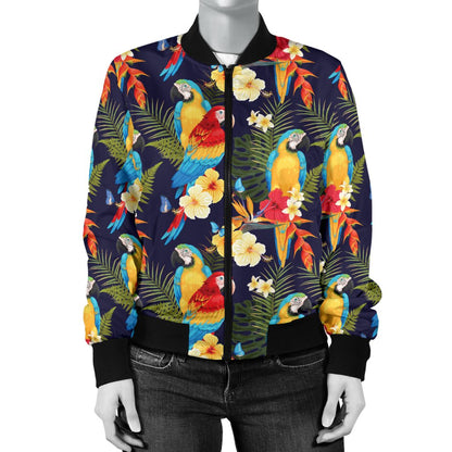 Parrot Themed Design Women Casual Bomber Jacket