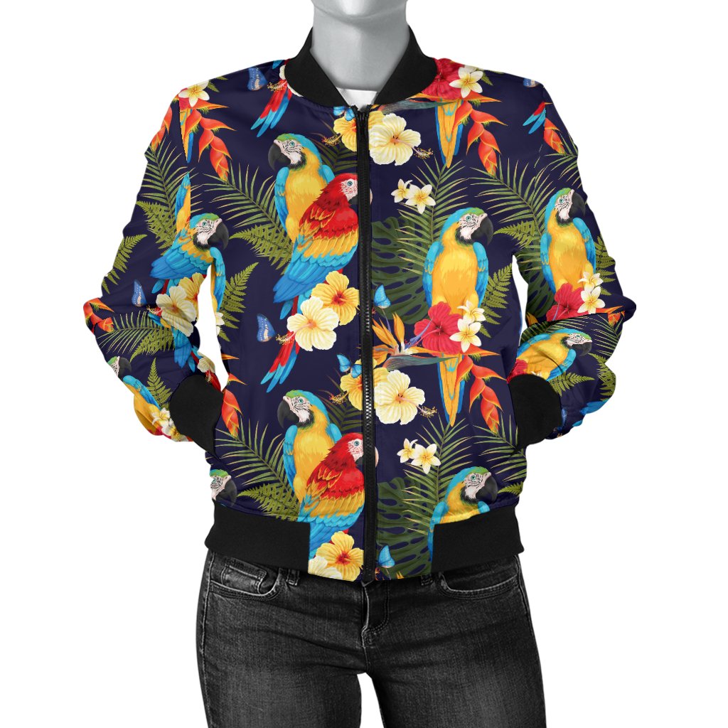 Parrot Themed Design Women Casual Bomber Jacket