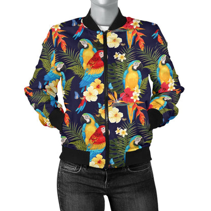 Parrot Themed Design Women Casual Bomber Jacket