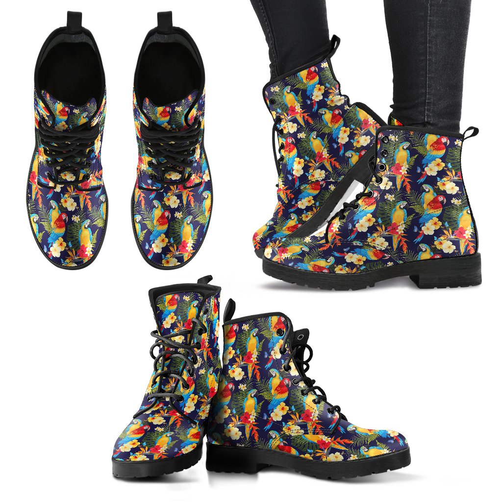 Parrot Themed Design Women Leather Boots-JTAMIGO.COM