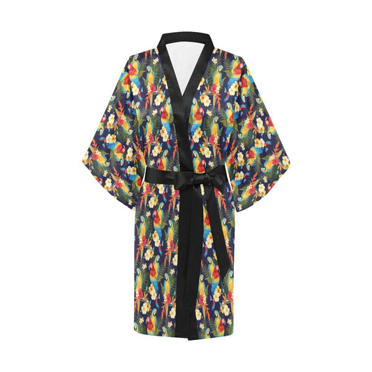 Parrot Themed Design Women Short Kimono Robe