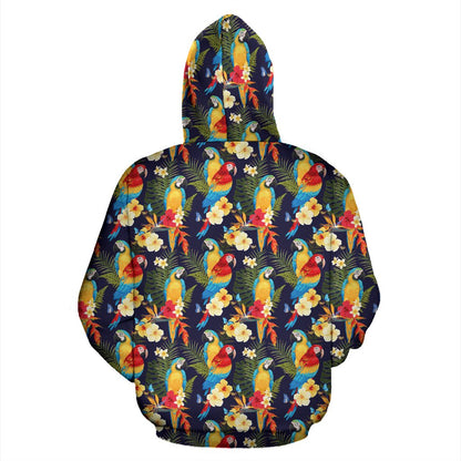 Parrot Themed Design Zip Up Hoodie