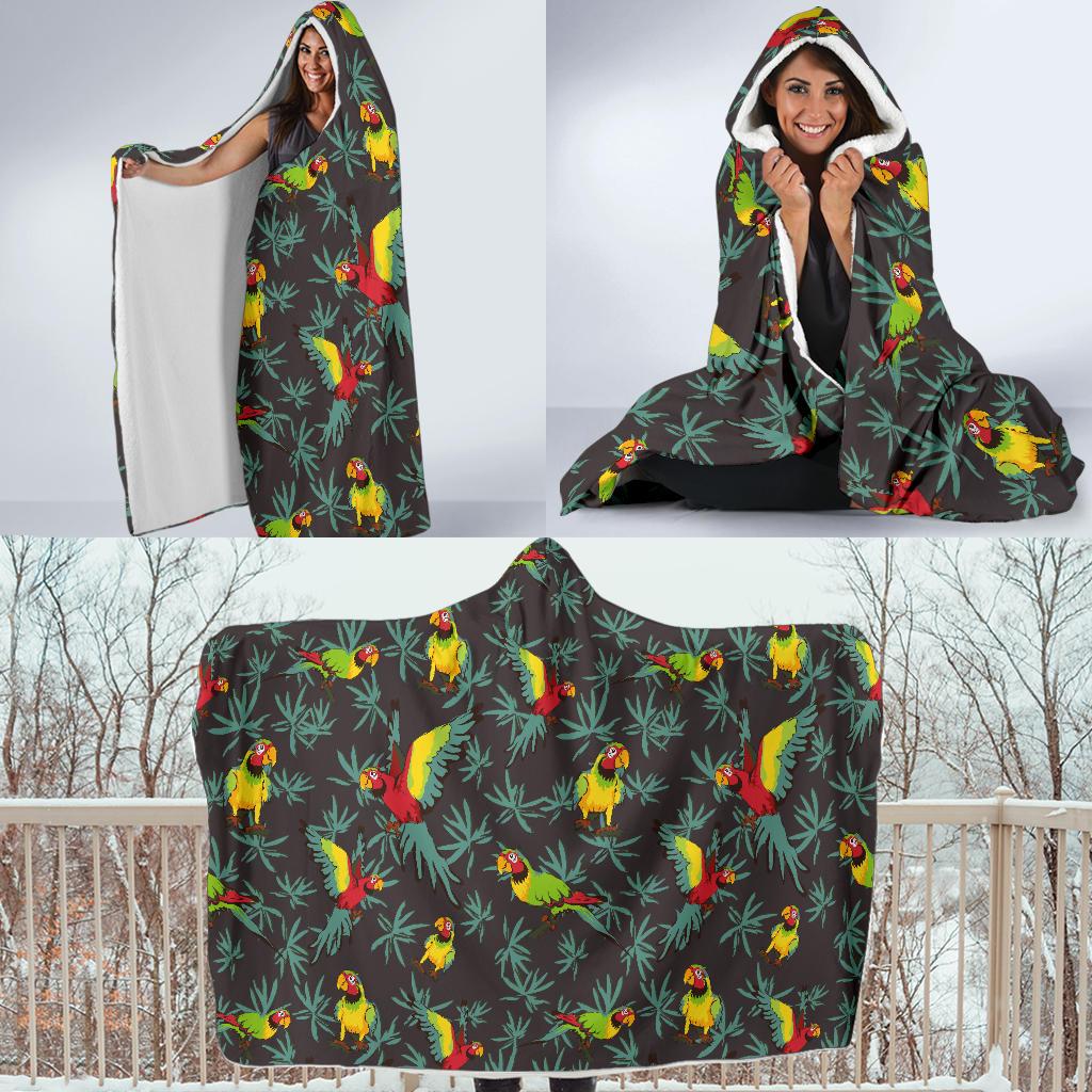 Parrot Themed Print Hooded Blanket-JTAMIGO.COM